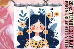 Chic Woman and Flowers Tumbler Wrap Sublimation 20oz Product Image 1