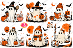 Vintage Halloween Ghost Witch PNG, Ghost Coffee PNG, Spooky Product Image 10