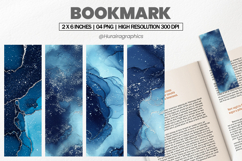 Navy Blue Marble Bookmark PNG, Bookmark Sublimation Product Image 1
