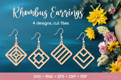 Geometric Rhombus Earrings SVG - 4 designs, Jewelry Template Product Image 1