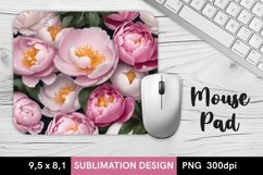 Peonies Flowers - Floral MousePad Sublimation Design PNG Product Image 1