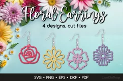 Summer Flower Earrings SVG, Floral Jewelry Template Product Image 1