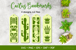 4 Cactus Bookmarks SVG Cut Files, Plant Papercut Template Product Image 1