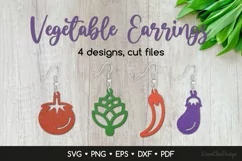 4 Vegetable Earrings SVG For Crafters, Food Jewelry Template Product Image 1