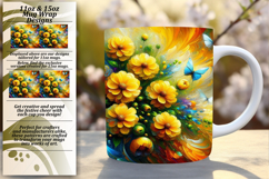 Lovely 11oz Mug Wrap Png Template , Flowers Product Image 1