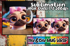 Playful mornings 11oz 15oz sublimation wrap, 3D Dog Product Image 1