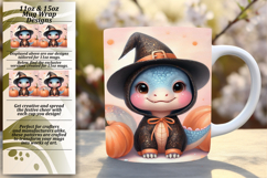 Charming 15oz Mug Wrap Png Design , Halloween Dino Product Image 1