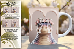 ELEGANT 11oz Mug Wrap PNG Design , Cute Dino Product Image 1