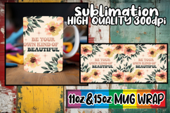 Vibrant afternoons 11oz 15oz sublimation wrap, Flower Quote Product Image 1