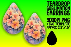 Teardrop Earring Sublimation Pattern - Colorful Flowers Product Image 1