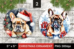 Christmas French Bulldog - 2 Round Christmas Ornaments Product Image 1