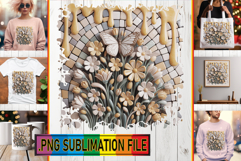 LUMINOUS Sublimation TSHIRT PNG, 3D Flowers Product Image 1