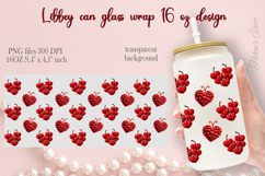 Valentines red pattern Libbey Can Glass Wrap 16oz design png Product Image 1
