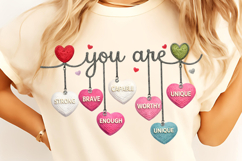 Crochet Valentine Candy Heart PNG, Faux Yarn You Are Enough Product Image 10