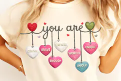 Crochet Valentine Candy Heart PNG, Faux Yarn You Are Enough Product Image 10