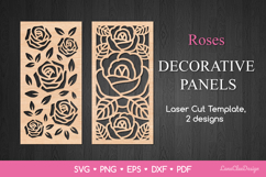 Wall Art Panels with Roses SVG, Floral Laser Cut Panel DXF Product Image 1