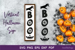 Vertical Boo Sign SVG, Halloween Porch Sign SVG Product Image 1