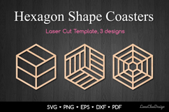 Decorative Hexagon Shape Cup Coasters SVG Laser Cut Template Product Image 1