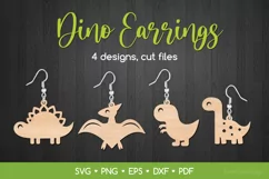 Cute Dinosaur Earrings SVG Cut Files, Dino Jewelry Template Product Image 1