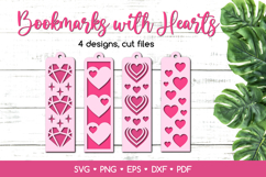 Cute Bookmarks with Hearts SVG, Valentines Day Laser Cut Product Image 1