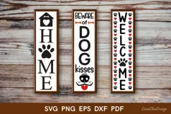 3 Dog Vertical Welcome Signs SVG - Pet Lover Porch Signs Product Image 1