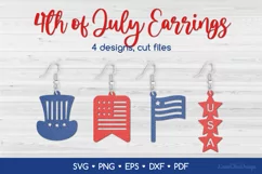 Independence Day Earrings SVG, 4th of July Earrings Template Product Image 1