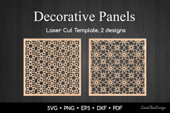 2 Decorative Square Panels SVG, Laser Cut Template DXF Product Image 1
