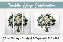 Bouquet of White Peonies - Tumbler Wrap Sublimation Design Product Image 1
