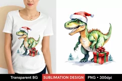 Christmas Dinosaur Tyrannosaur Sublimation PNG Product Image 1