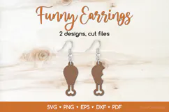 Chicken or Turkey Leg Earrings SVG, Funny Food Jewelry Product Image 1