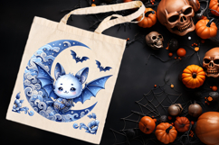 Funny Halloween bat clipart| Blue moon in night shirt design Product Image 3