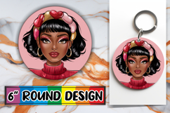 Whimsical Keychain Circle Sublimation, Afro Girl Product Image 1