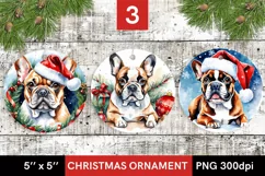 Christmas French Bulldog - Round Christmas Ornaments Design Product Image 1