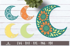 3d Floral Moon Layered SVG design Product Image 2