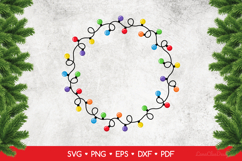 Round Lightbulb Garland Frame SVG, Circle Christmas Lights Product Image 1