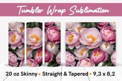 Peonies Flowers - Floral Tumbler Wrap Sublimation Design PNG Product Image 1