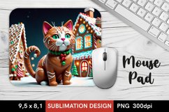 3D Gingerbread Cat - MousePad Sublimation Design PNG Product Image 1