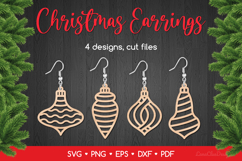 Christmas Earrings SVG Cut Files, Xmas Ormament Jewelry Product Image 1