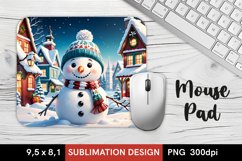 Snowman in Christmas Village - Mouse Pad Sublimation Design Product Image 1