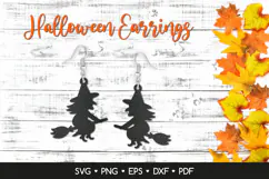 Witch Earrings SVG, Halloween Jewelry Laser Cut Files Product Image 1