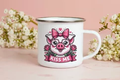 Pig face with Kiss Me quote Sublimation. PNG. Product Image 3