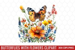 Butterflies With Flowers Clipart Product Image 1
