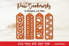 Dog Paw with Hearts Bookmarks SVG, Pet Lover Papercut SVG Product Image 1