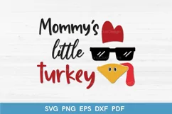 Mommy's Little Turkey for Boy SVG - Kids Thanksgiving SVG Product Image 1