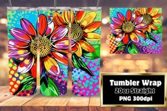 Vibrant Flower Pattern Sublimation 20oz Tumbler Designs Product Image 1