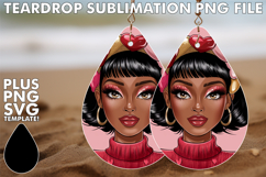 Sweet Teardrop Earrings Ideas PNG, Afro Girl Product Image 1