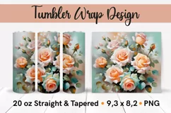 Roses Flowers - Tumbler Wrap Sublimation Design PNG Product Image 1