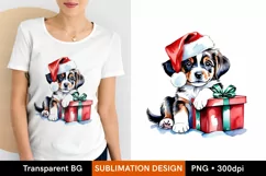 Cute Christmas Puppy PNG, Christmas Dog Sublimation Design Product Image 1