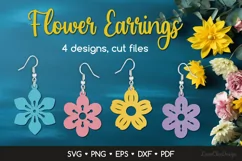 4 Flower Earrings SVG for Crafters - Floral Jewelry Template Product Image 1