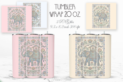 Cute elephant floral tiles straight tumbler 20oz wrap design Product Image 1